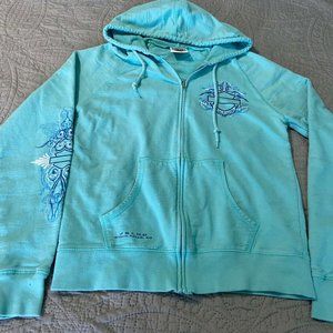 Harley-Davidson Blue Hooded Sweatshirt J& L Sioux Falls SD  Size: Small/ Medium